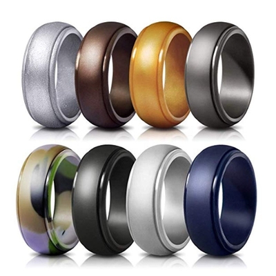 Amazon Bestseller silikonowy pierścień Step Edge Wedding Band Silikonowe pierścienie sportowe dla mężczyzn